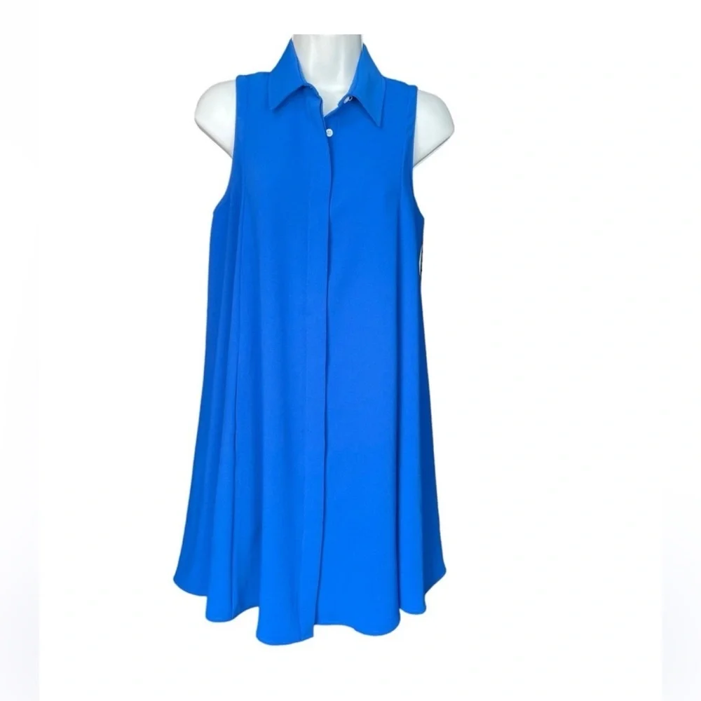 Amanda Uprichard Royal Blue Collared Mini Dress 100% Silk - Picture 3 of 16